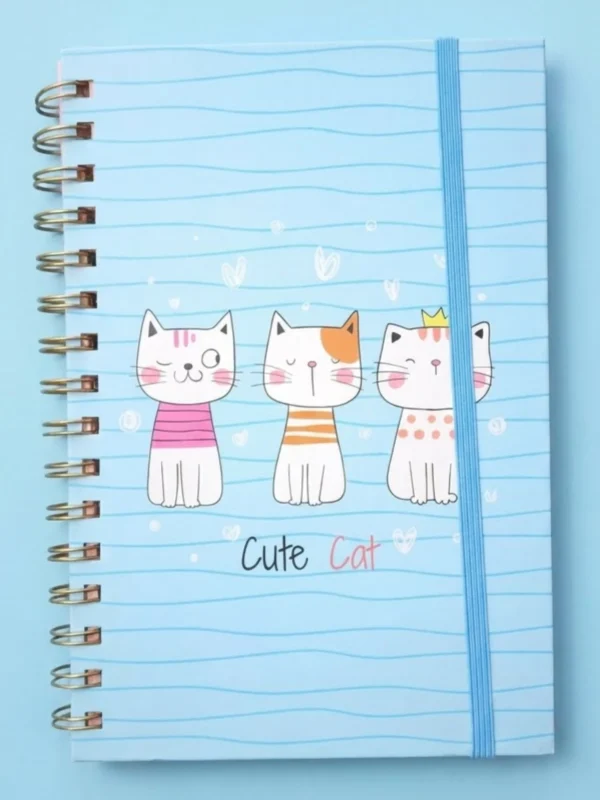 Libreta Tamaño Frances con 60 Hojas de Raya y 9 Blocs de Notas Adhesivas Diseños Gato Cute