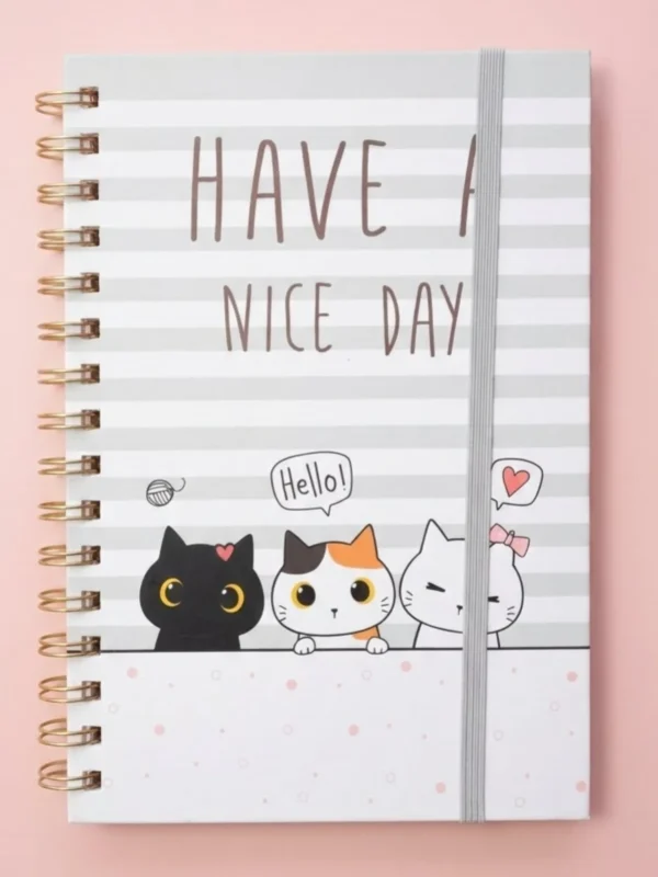 Libreta Tamaño Frances con 60 Hojas de Raya y 9 Blocs de Notas Adhesivas Diseños Gato Cute