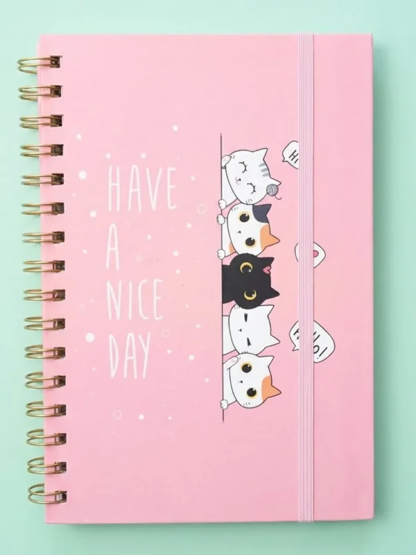 Libreta Tamaño Frances con 60 Hojas de Raya y 9 Blocs de Notas Adhesivas Diseños Gato Cute