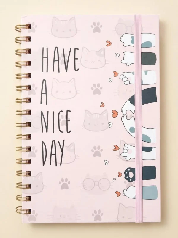 Libreta Tamaño Frances con 60 Hojas de Raya y 9 Blocs de Notas Adhesivas Diseños Gato Cute