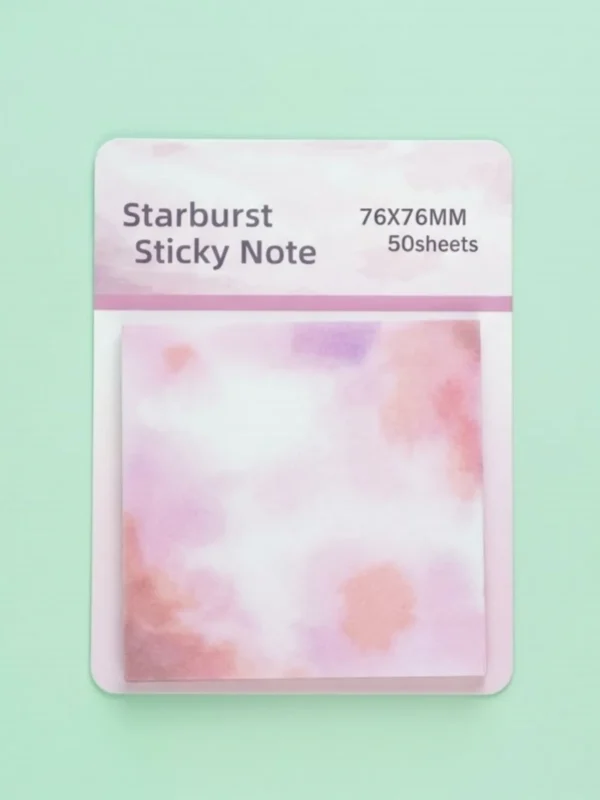 Nota Adhesiva Transparente con Brillos de 50 Hojas Diseño Colores Tie Dye