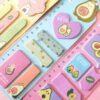 Planilla de Notas Adhesivas con Regla Kawaii de Aguacate