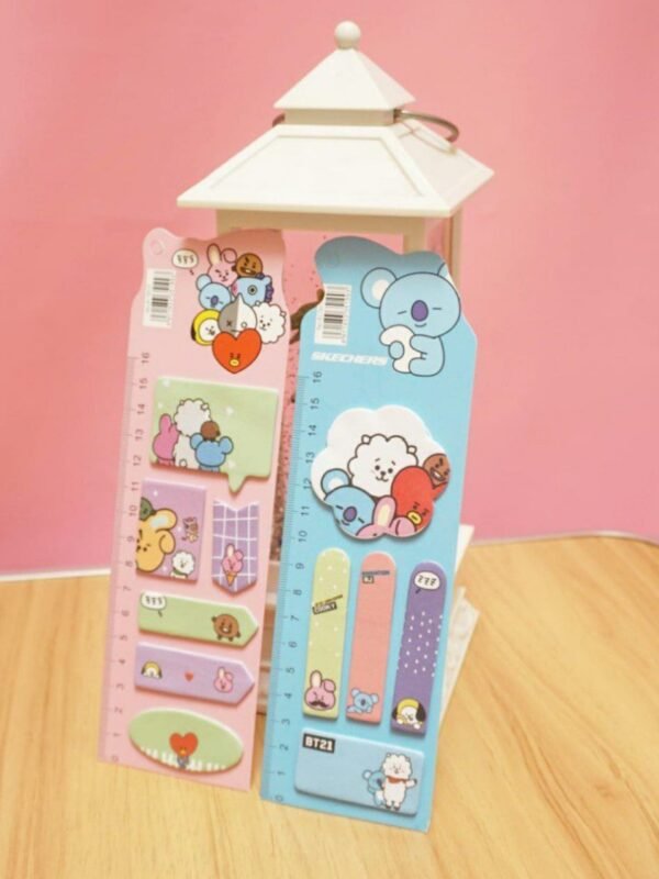 Planilla de Notas Adhesivas con Regla Kawaii