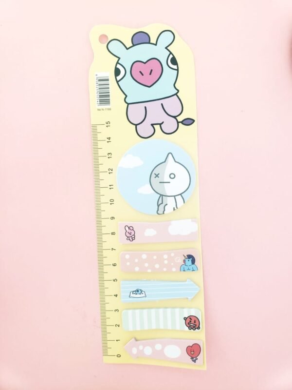 Planilla de Notas Adhesivas con Regla Kawaii