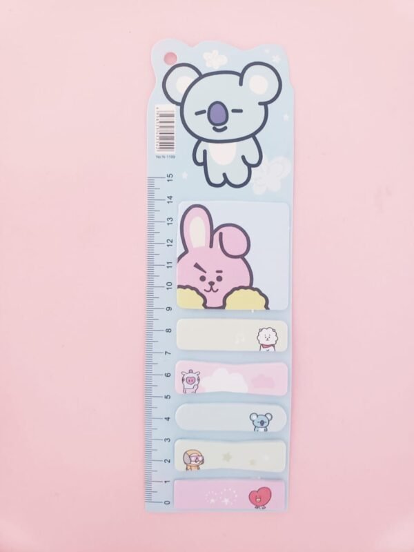 Planilla de Notas Adhesivas con Regla Kawaii