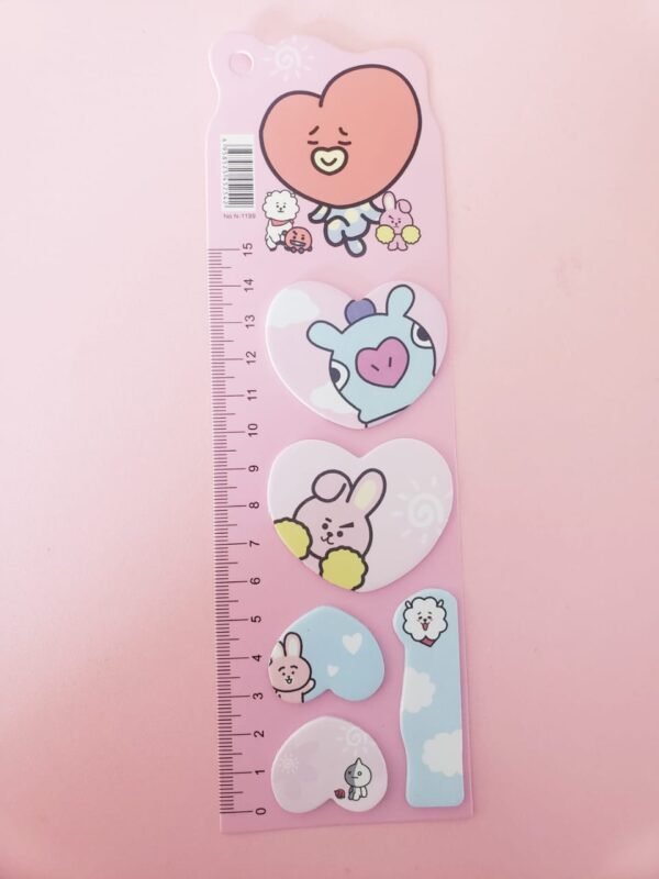 Planilla de Notas Adhesivas con Regla Kawaii