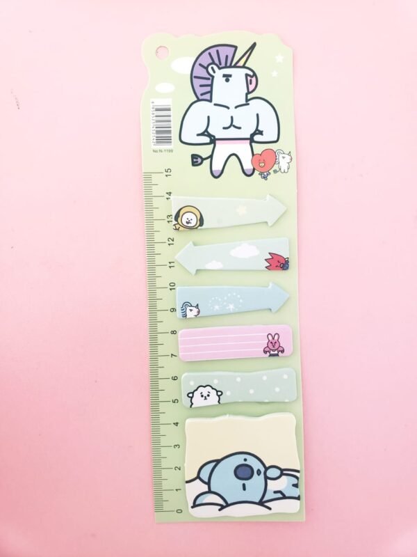 Planilla de Notas Adhesivas con Regla Kawaii