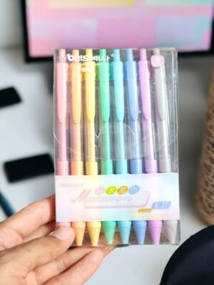 Blister con 8 Plumas Punto Fino colores Pastel Retractiles