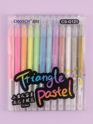 TIN-028 1200x1600px Pack de 12 Plumas Triangle Multicolor Arcoiris