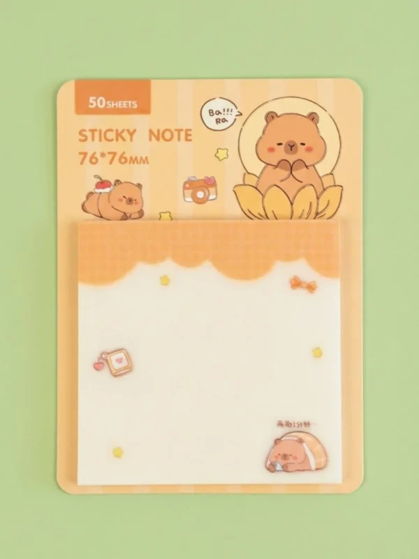 Nota Adhesiva Transparente con Brillos de 50 Hojas Diseño Osito Kawaii Colorido